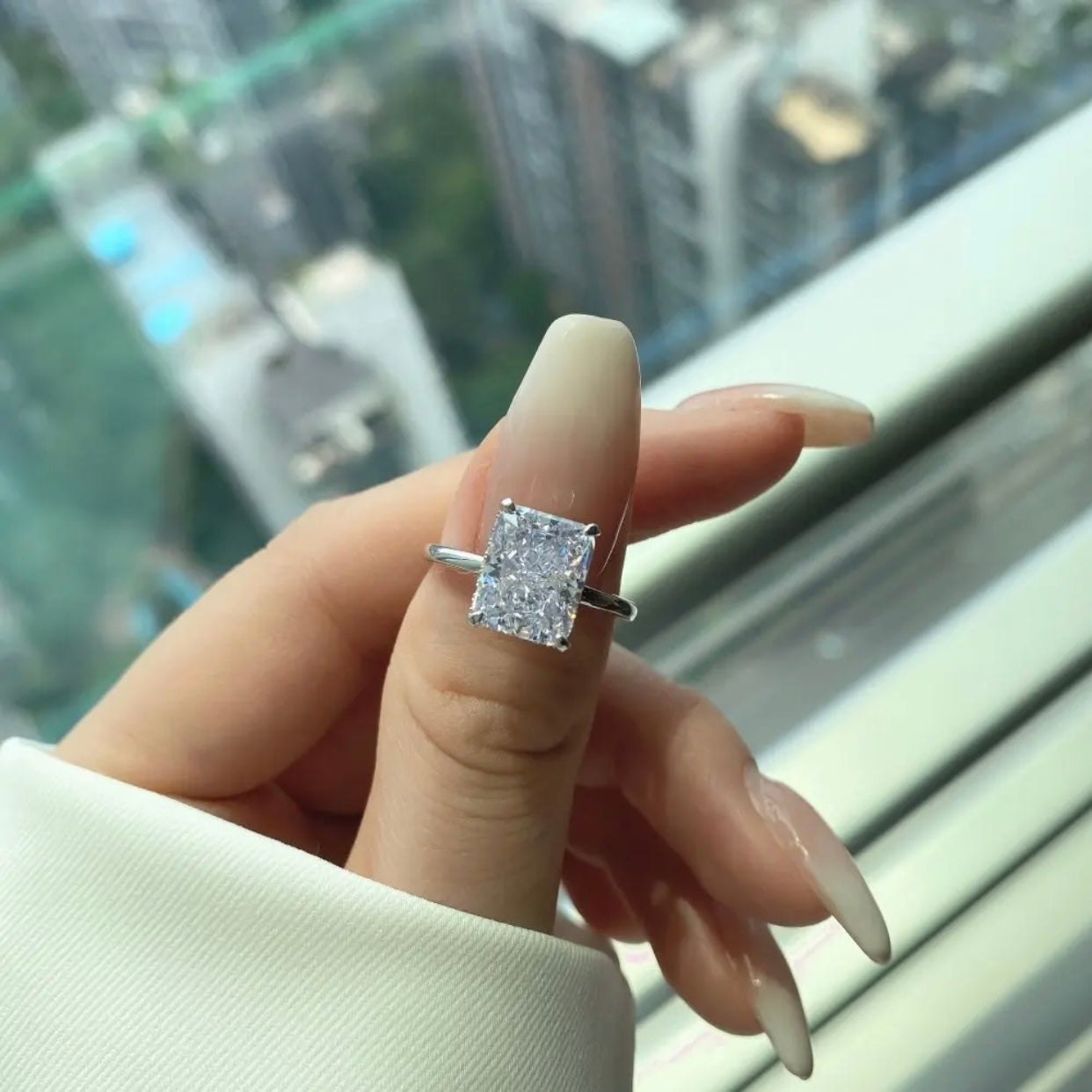 LIA STERLING SILVER MOISSANITE RADIANT CUT DIAMOND