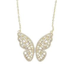 ALLESSANDRA STERLING SILVER LARGE BLING BUTTERFLY NECKLACE