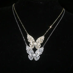 ALLESSANDRA STERLING SILVER LARGE BLING BUTTERFLY NECKLACE