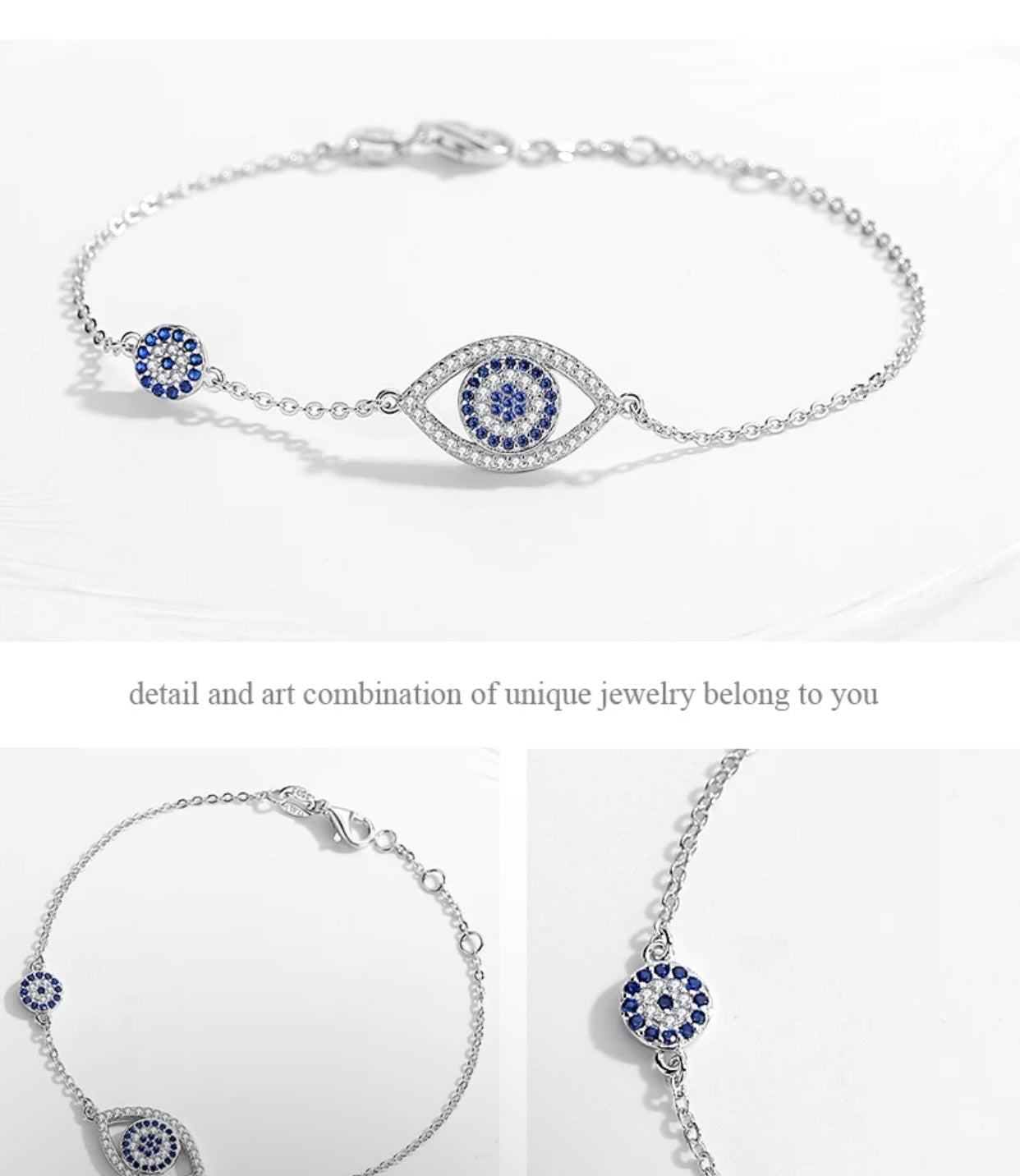 EVITA STERLING SILVER EVIL EYE BRACELET