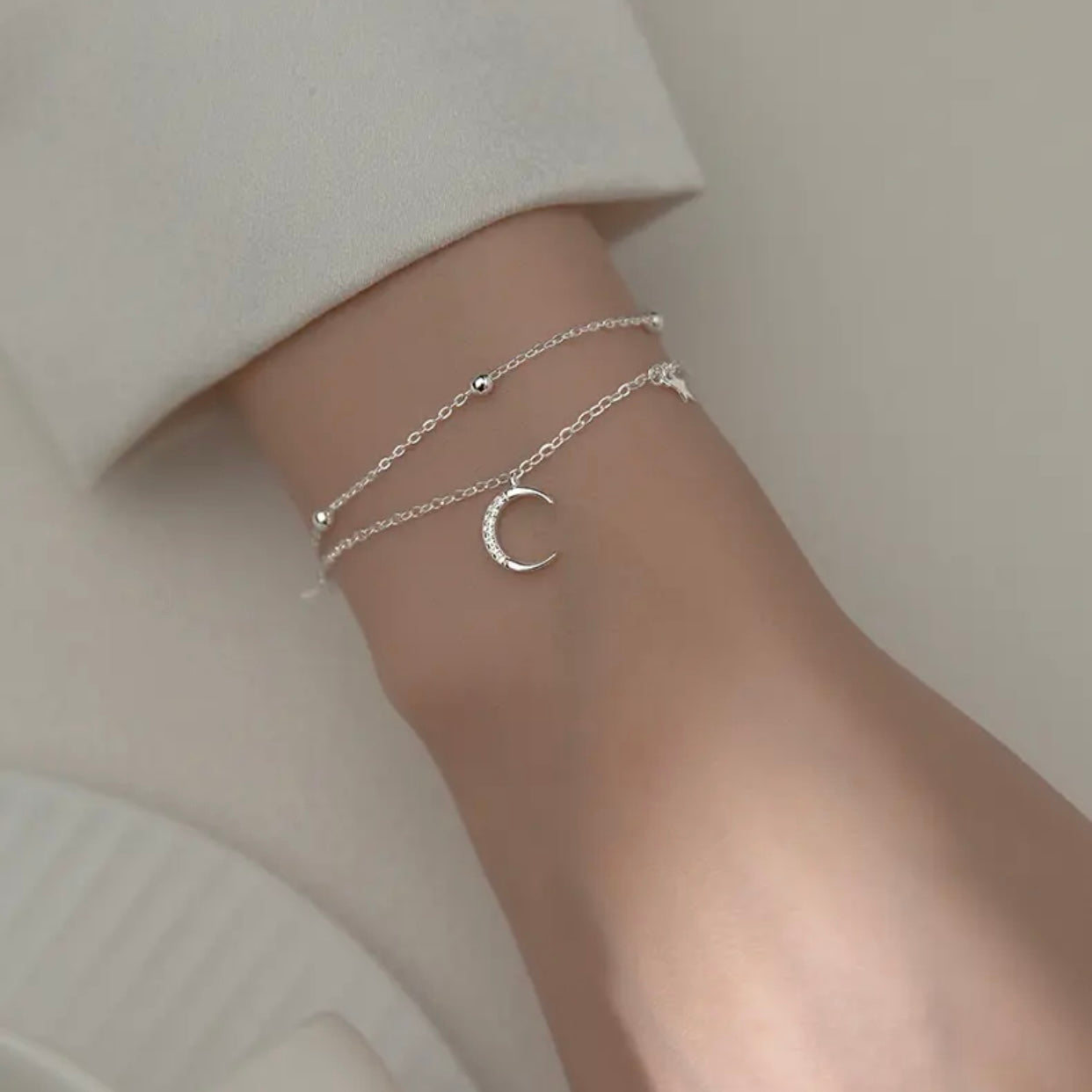 VANESSA STERLING SILVER MOON AND STARS BRACELET