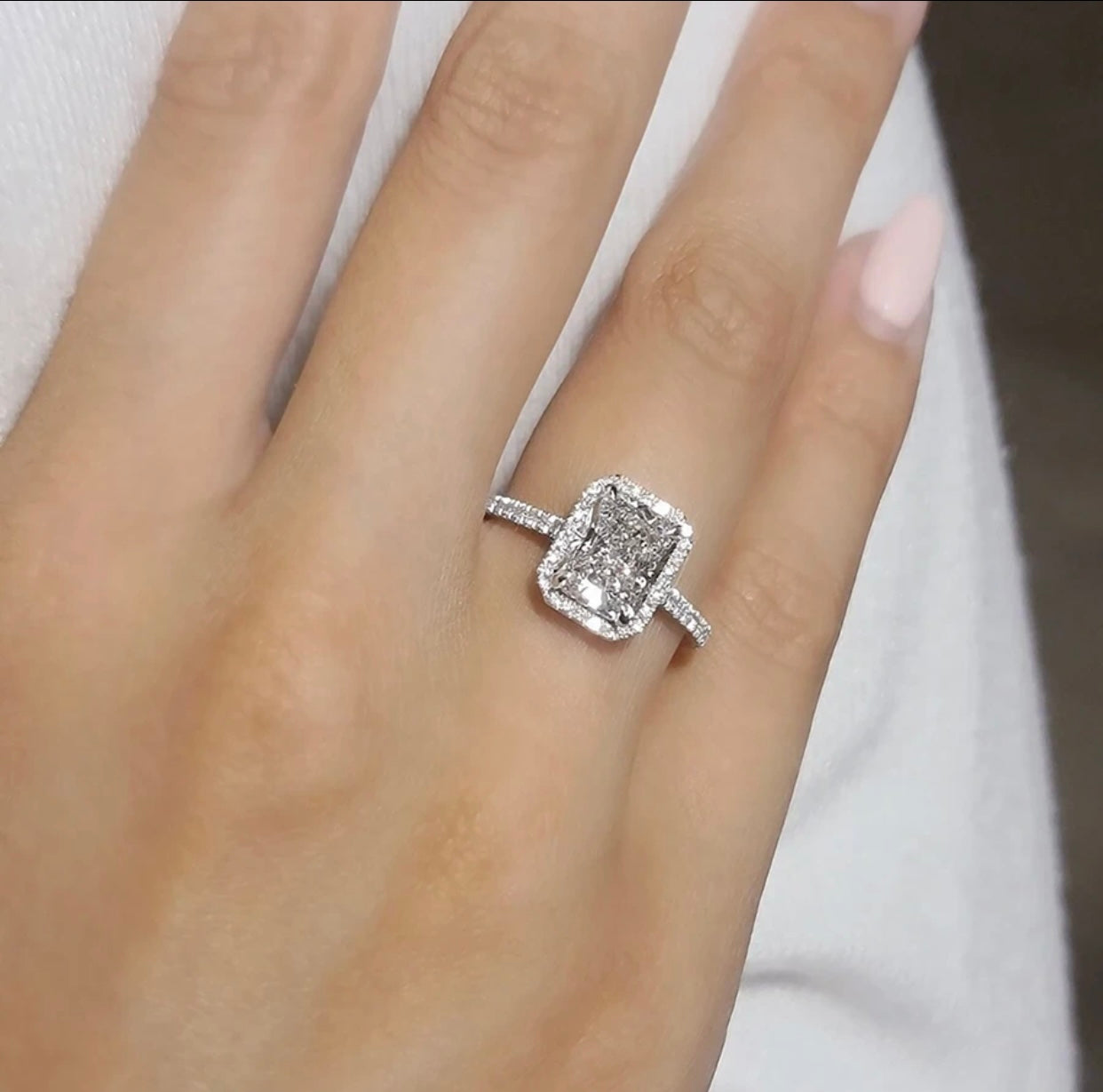 RADIANT 2CT WHITE GOLD LAB GROWN DIAMOND RING