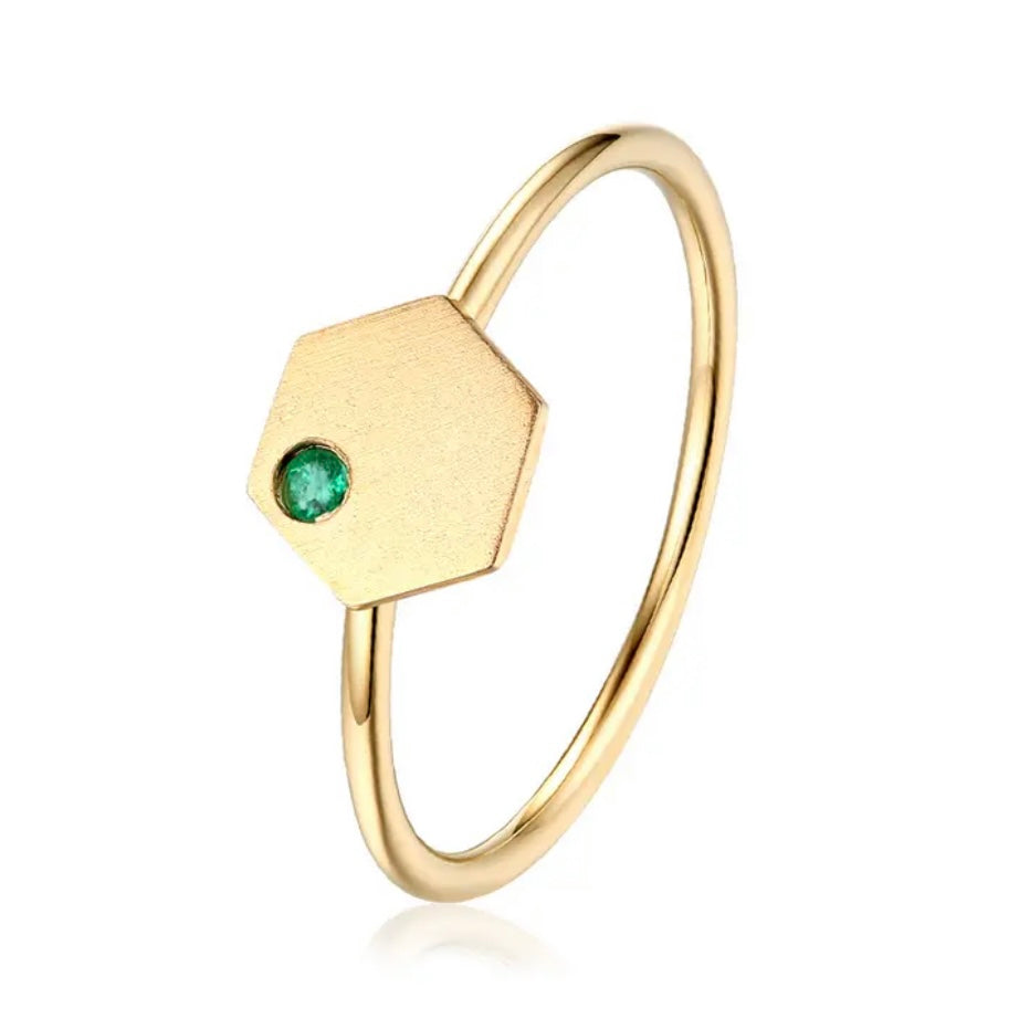 MELLISSA GOLD HEXAGON EMERALD RING