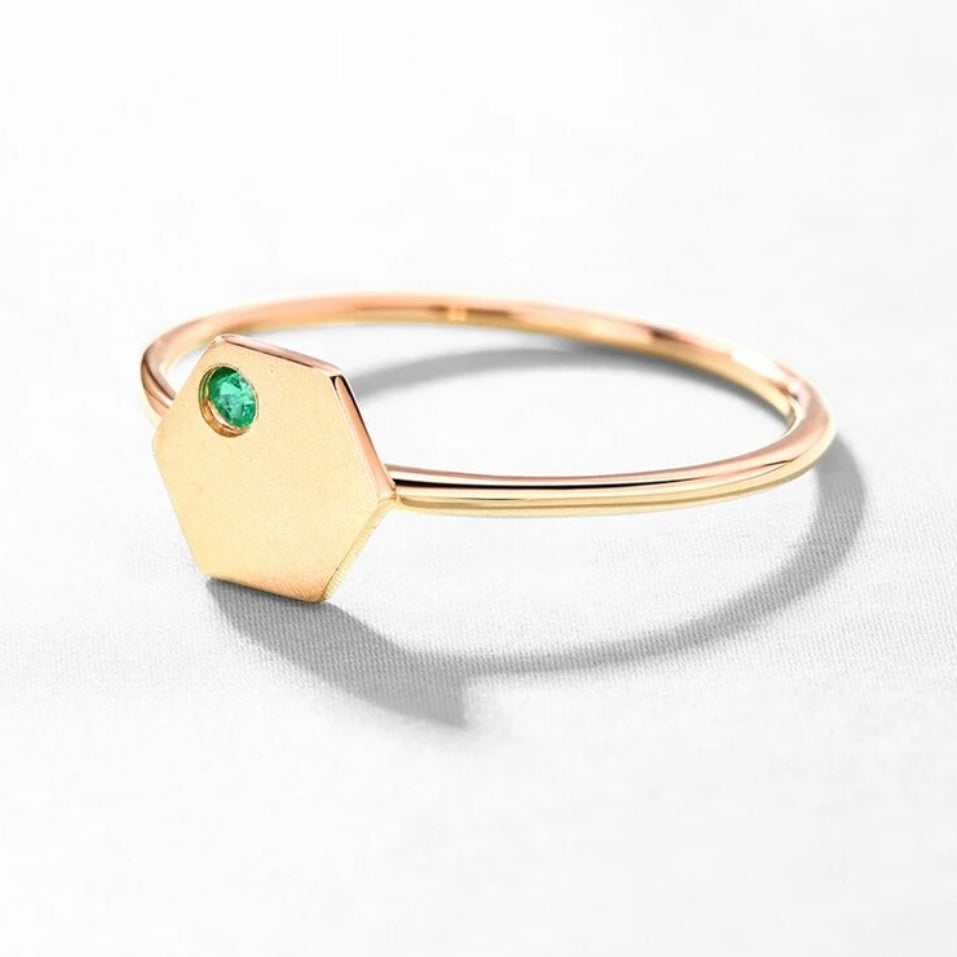 MELLISSA GOLD HEXAGON EMERALD RING