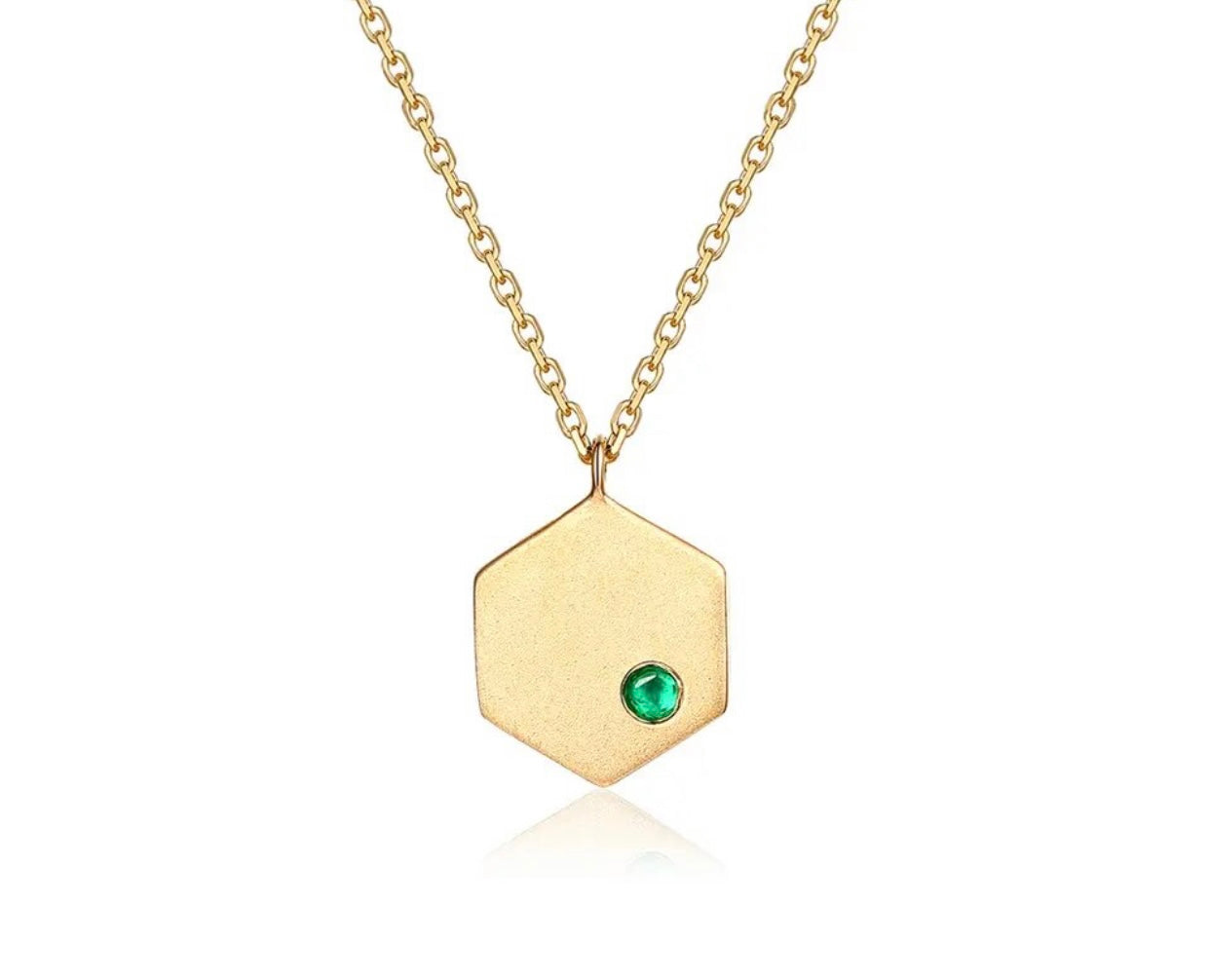 KENDRA GOLD HEXAGON EMERALD NECKLACE