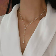 PERLA STERLING SILVER FRESHWATER PEARLS LARIAT NECKLACE