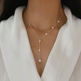 PERLA STERLING SILVER FRESHWATER PEARLS LARIAT NECKLACE