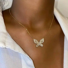 CELIA STERLING SILVER BLING BUTTERFLY PENDENT NECKLACE