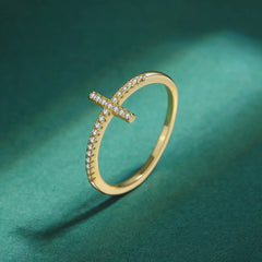 FAITH PAVE STERLING SILVER CROSS RING