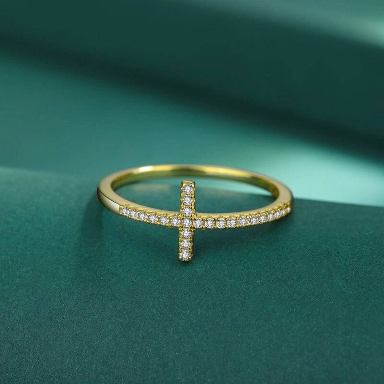 FAITH PAVE STERLING SILVER CROSS RING