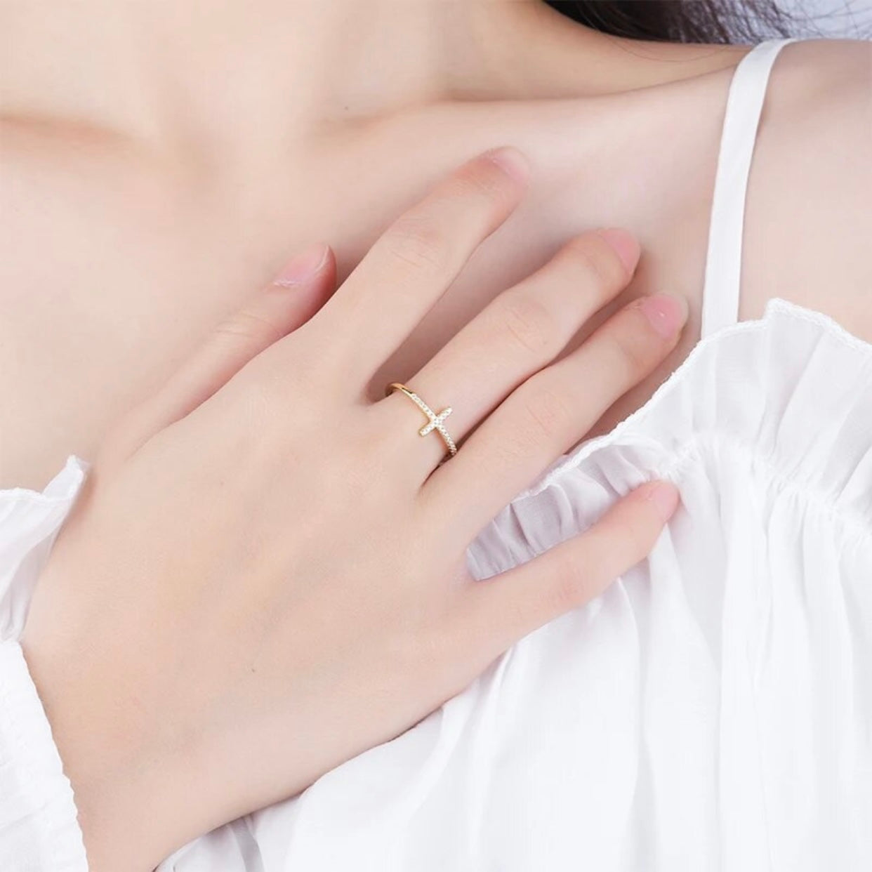 FAITH PAVE STERLING SILVER CROSS RING