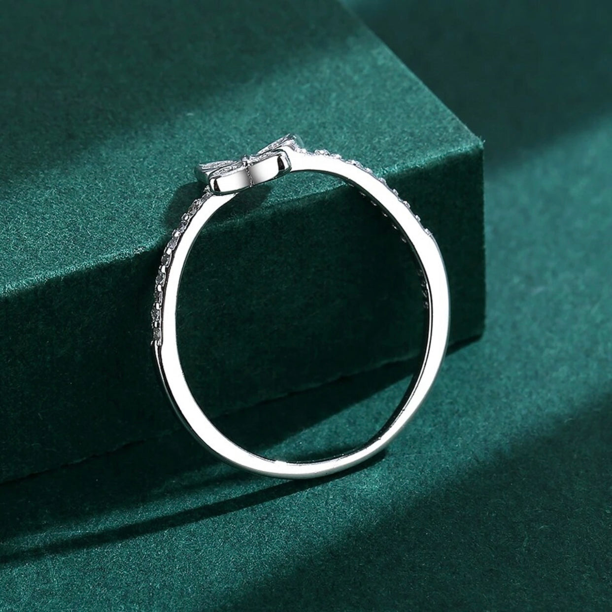 MELONEE DAINTY STERLING SILVER PAVE BUTTERFLY RING
