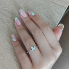 MELONEE DAINTY STERLING SILVER PAVE BUTTERFLY RING