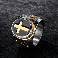 JAMES STAINLESS STEEL CROSS MENS RING