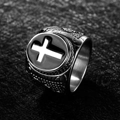 JAMES STAINLESS STEEL CROSS MENS RING