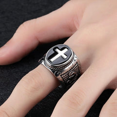 JAMES STAINLESS STEEL CROSS MENS RING