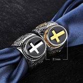JAMES STAINLESS STEEL CROSS MENS RING