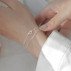 JOHANNA STERLING SILVER HEART LINK CHAIN BRACELET