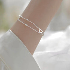 JOHANNA STERLING SILVER HEART LINK CHAIN BRACELET