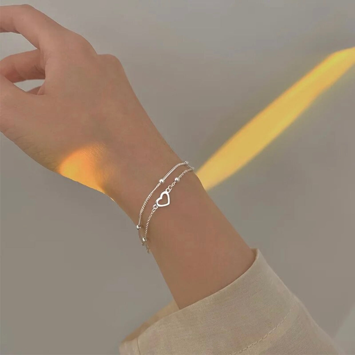 JOHANNA STERLING SILVER HEART LINK CHAIN BRACELET