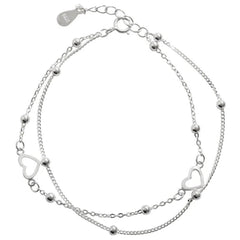 JOHANNA STERLING SILVER HEART LINK CHAIN BRACELET