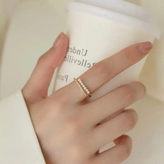 PEARLA STERLING SILVER PEARL AND CUBIC ZIRCONIA RING