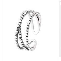 LUCREZIA TWIST STERLING SILVER BEAD RING
