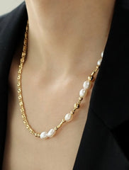 ISABELLA LINK CHAIN FRESHWATER PEARLS NECKLACE