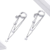 PORTIA STERLING SILVER MOON AND STARS TASSEL EARRINGS