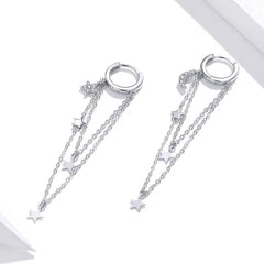PORTIA STERLING SILVER MOON AND STARS TASSEL EARRINGS