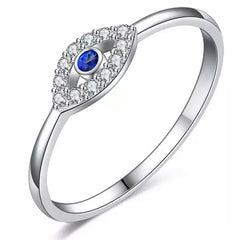 SARAH STERLING SILVER DAINTY EVIL EYE RING