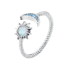 AUDREY STERLING SILVER MOON AND SUN RING