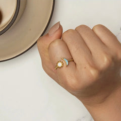 AUDREY STERLING SILVER MOON AND SUN RING