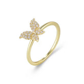 MELONEE DAINTY STERLING SILVER PAVE BUTTERFLY RING