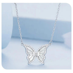 DOROTEA STERLING SILVER PAVE SETTING BUTTERFLY NECKLACE