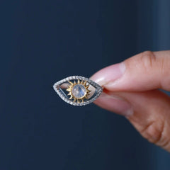 AGELAEIA MOISSANITE STERLING SILVER EVIL EYE RING
