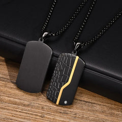 SANTIAGO GOLD AND BLACK DOG TAG NECKLACE