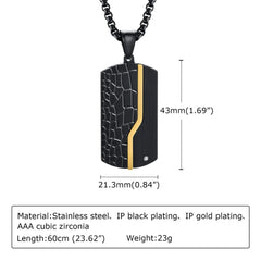 SANTIAGO GOLD AND BLACK DOG TAG NECKLACE