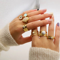 ALANDRA MESH NATURAL STONE RING