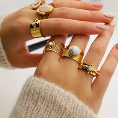 ALANDRA MESH NATURAL STONE RING