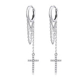 ALTHA STERLING SILVER CROSS CHAIN EARRINGS