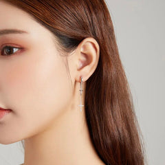 ALTHA STERLING SILVER CROSS CHAIN EARRINGS