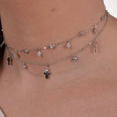 LYRA STERLING SILVER PAVE PENDENT NECKLACE