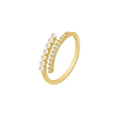 PEARLA STERLING SILVER PEARL AND CUBIC ZIRCONIA RING