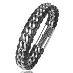 TIMOTHY LEATHER WITH CHAIN LINK BRACELET