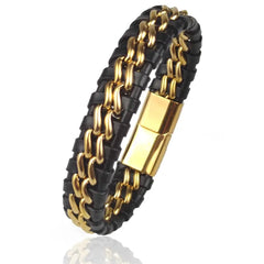 TIMOTHY LEATHER WITH CHAIN LINK BRACELET