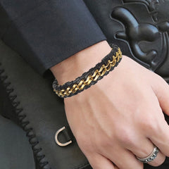 TIMOTHY LEATHER WITH CHAIN LINK BRACELET