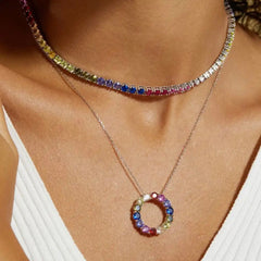 SCARLET STERLING SILVER MULTI COLOR PENDENT NECKLACE