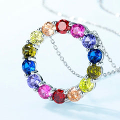 SCARLET STERLING SILVER MULTI COLOR PENDENT NECKLACE