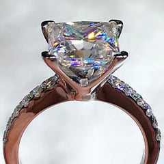 PRINCESS CUT 4CT DIAMOND RING SOLID 18k WHITE GOLD